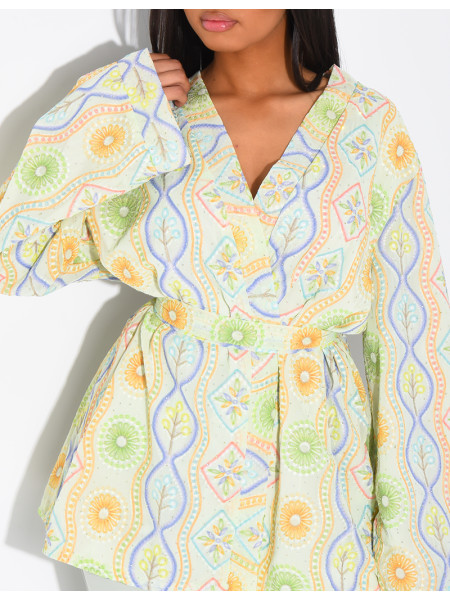 Veste à fleurs à nouer