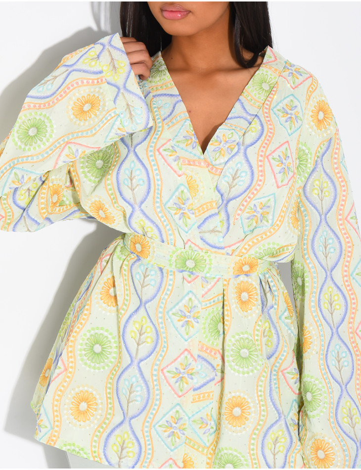 Veste à fleurs à nouer