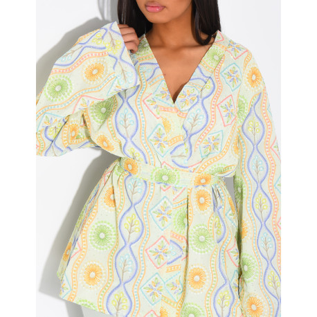 Veste à fleurs à nouer