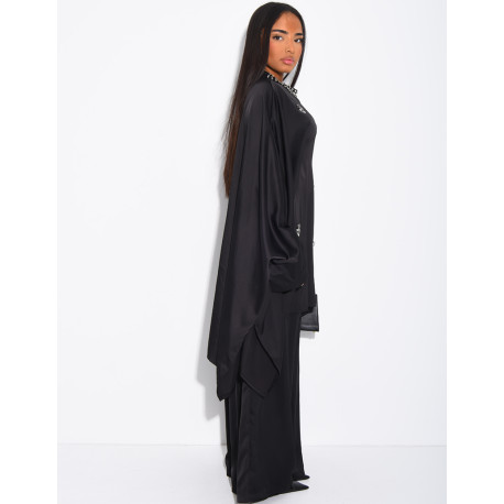 Straight trousers and crystal-embellished butterfly tunic set