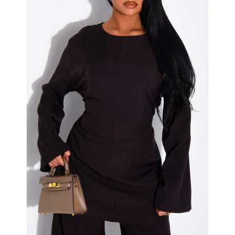 Ensemble pantalon et blouse longue à nouer dans le dos