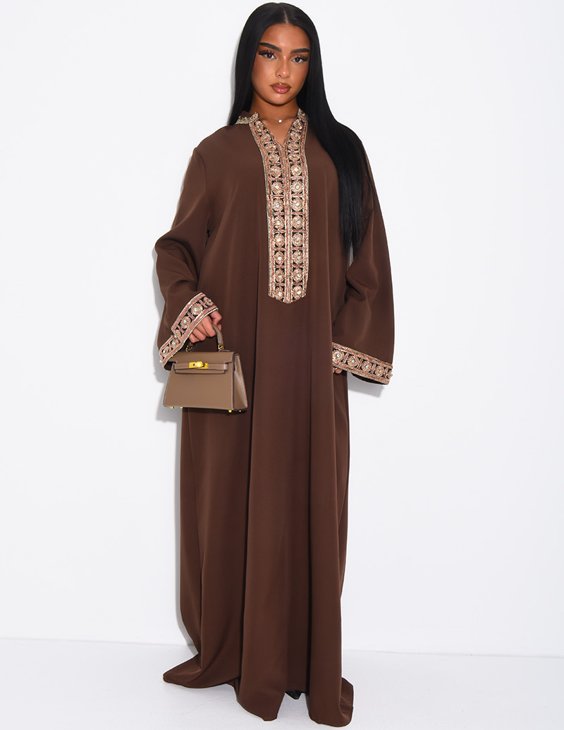 Abaya ample à broderies et...
