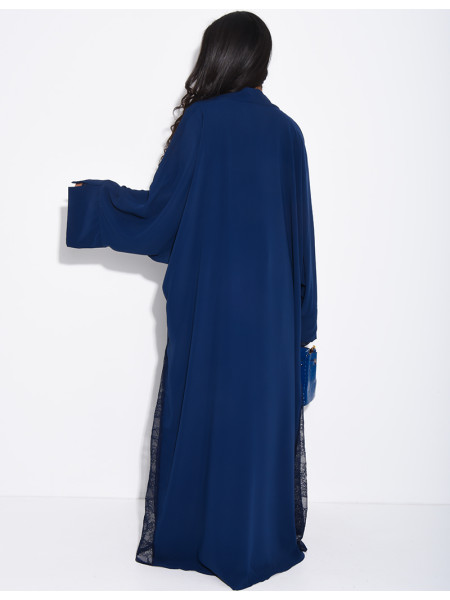 Ensemble robe sans manche et kimono à bordures en dentelle
