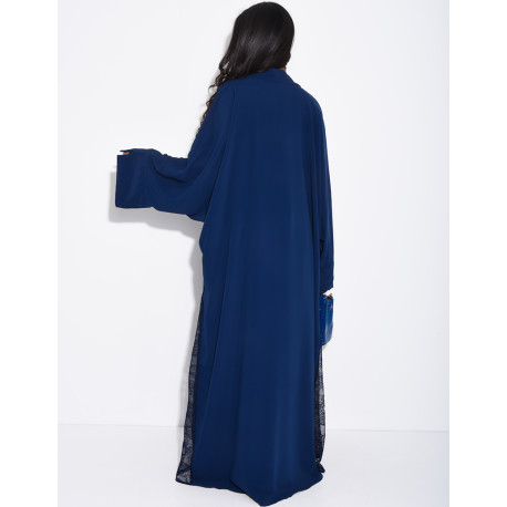 Ensemble robe sans manche et kimono à bordures en dentelle