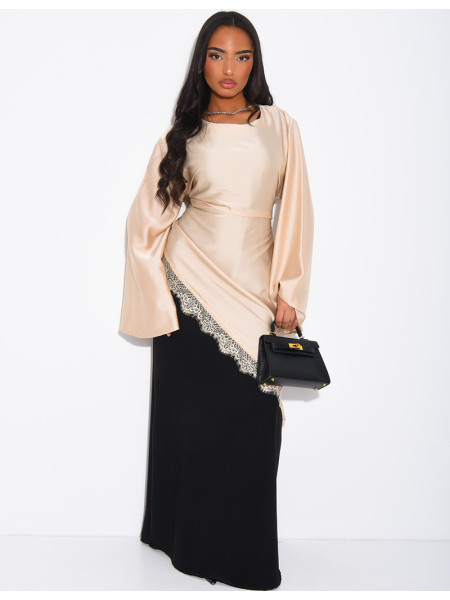 Ensemble robe sans manche et tunique à dentelle