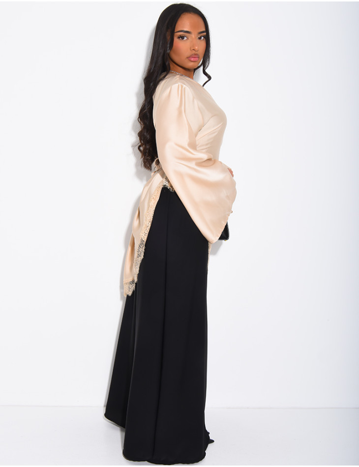 Ensemble robe sans manche et tunique à dentelle