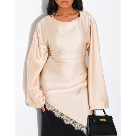 Ensemble robe sans manche et tunique à dentelle