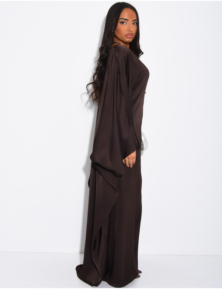 Robe papillon effet cache coeur en satin fluide