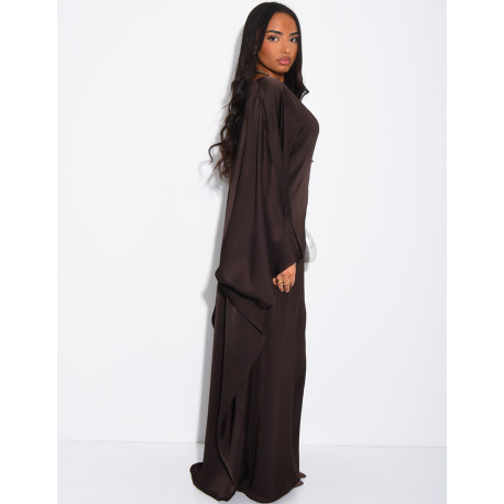 Robe papillon effet cache coeur en satin fluide