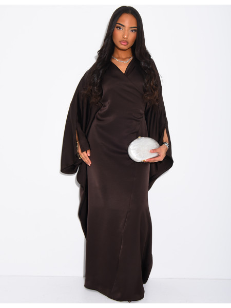 Robe papillon effet cache coeur en satin fluide