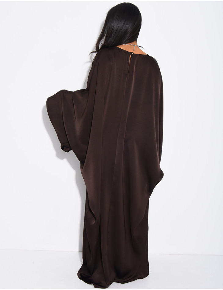 Robe papillon effet cache coeur en satin fluide