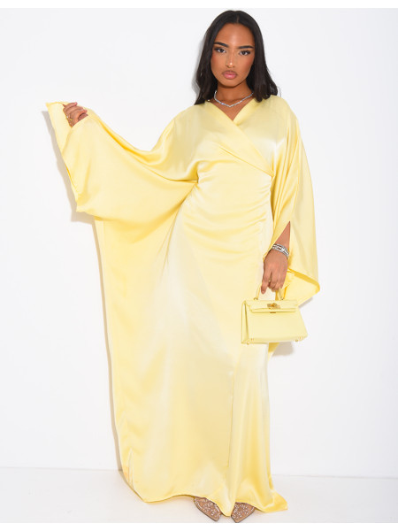 Robe papillon effet cache coeur en satin fluide
