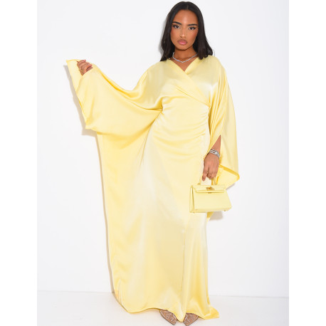Robe papillon effet cache coeur en satin fluide
