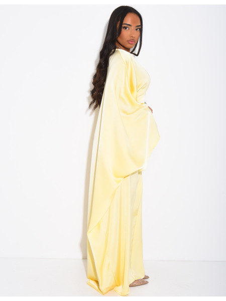 Robe papillon effet cache coeur en satin fluide
