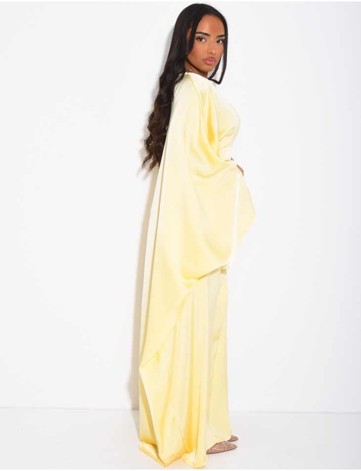 Robe papillon effet cache coeur en satin fluide