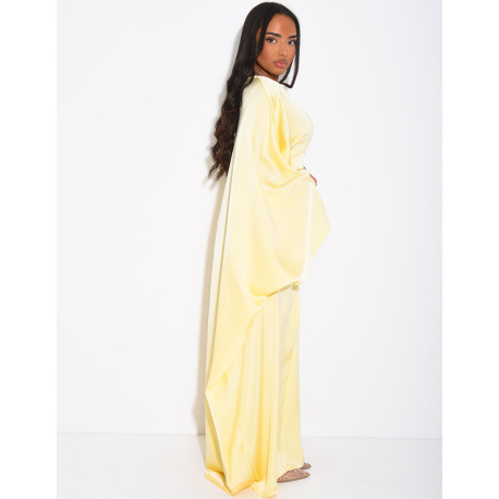 Robe papillon effet cache coeur en satin fluide