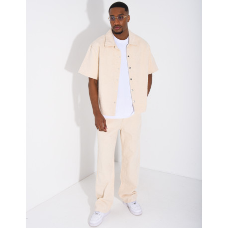 Ensemble en jeans pantalon et veste à motifs en relief