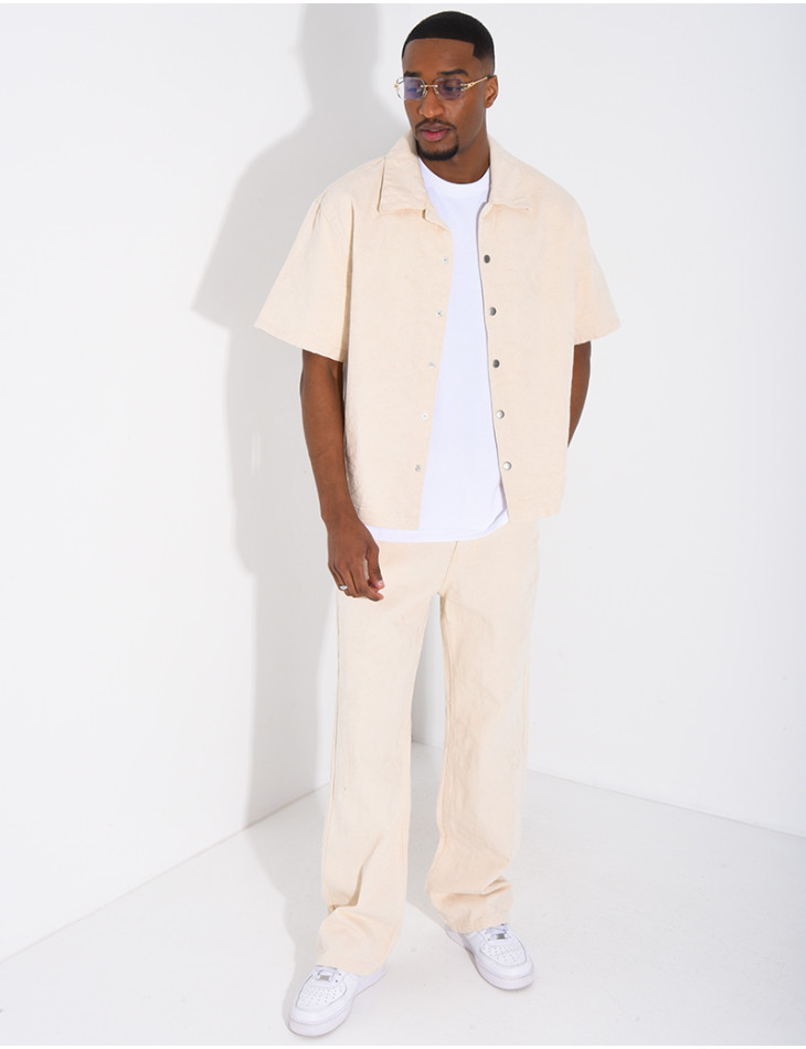 Ensemble en jeans pantalon et veste à motifs en relief