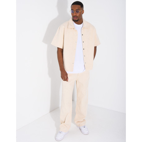 Ensemble en jeans pantalon et veste à motifs en relief