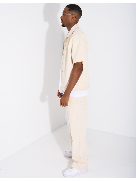 Ensemble en jeans pantalon et veste à motifs en relief