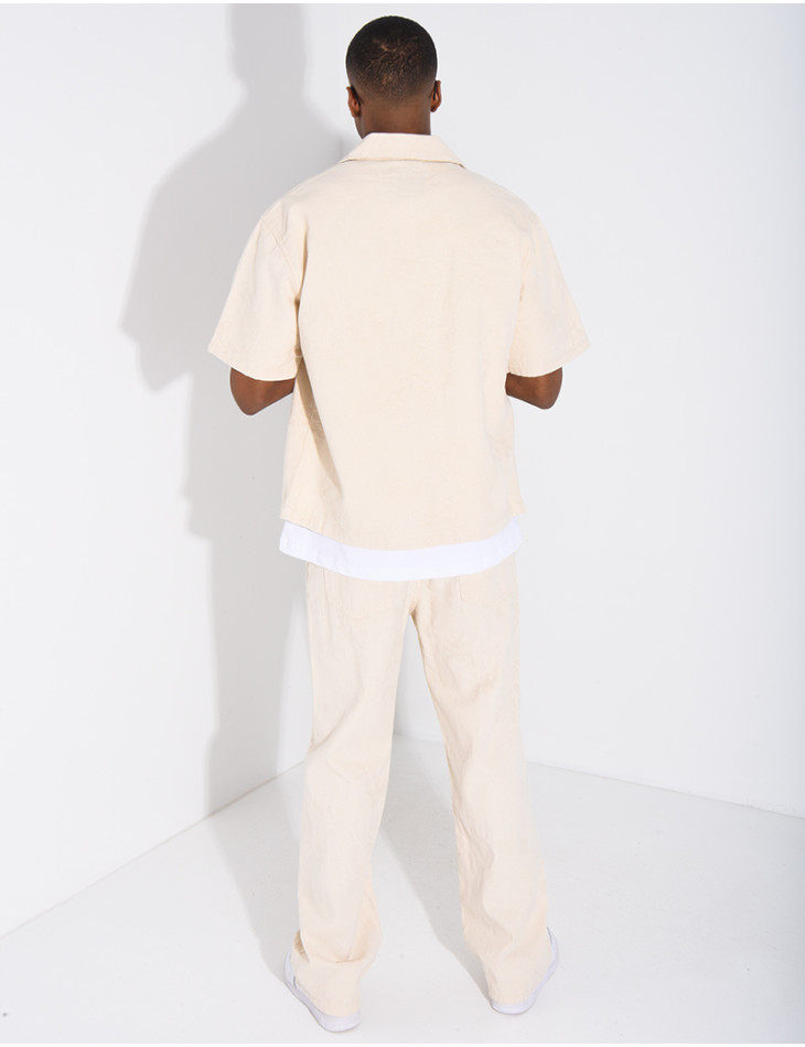 Ensemble en jeans pantalon et veste à motifs en relief