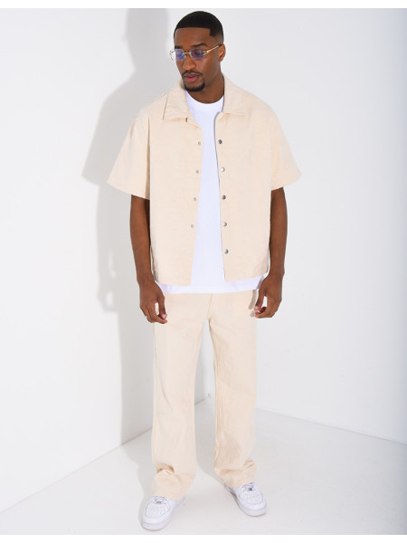 Ensemble en jeans pantalon et veste à motifs en relief