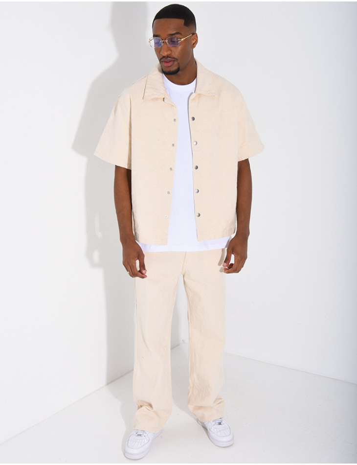 Ensemble en jeans pantalon et veste à motifs en relief