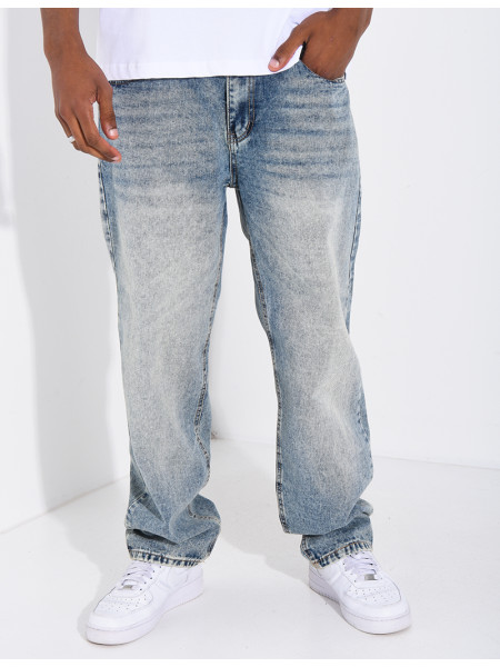 Jeans coupe droite délavé