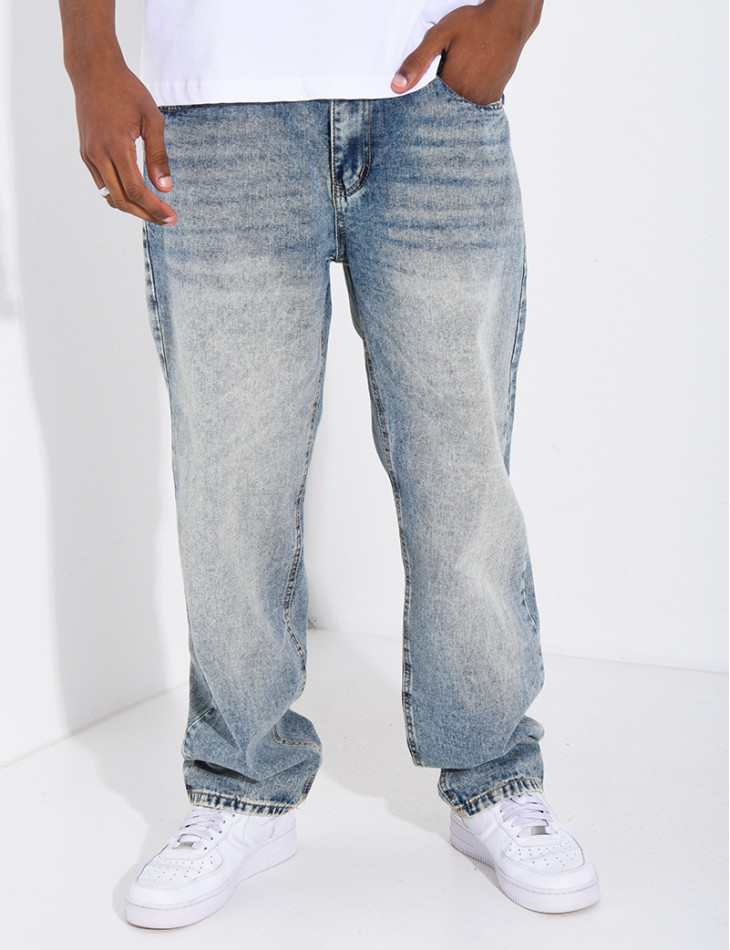 Jeans coupe droite délavé