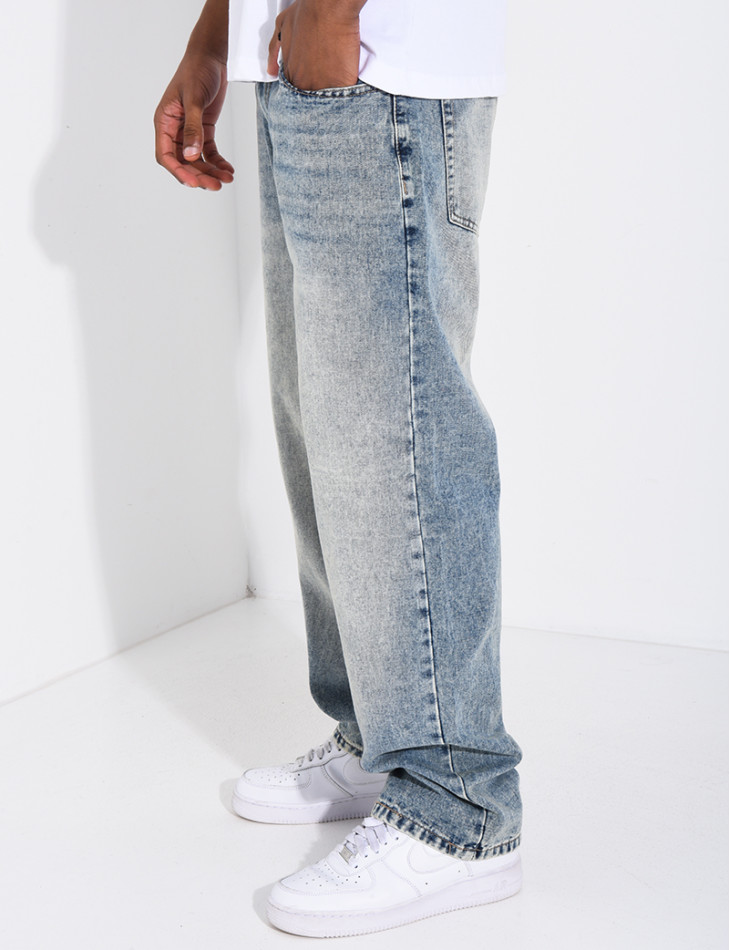 Jeans coupe droite délavé