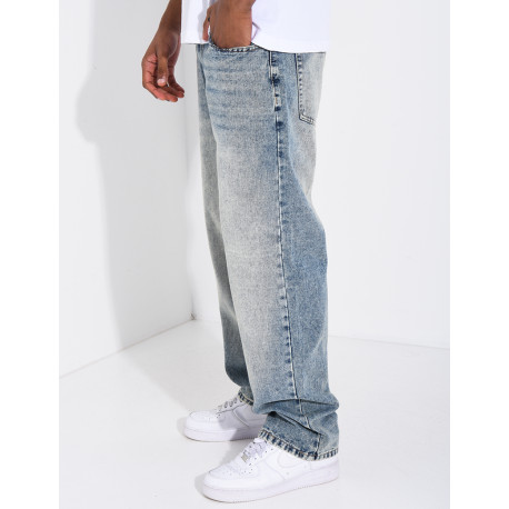 Jeans coupe droite délavé