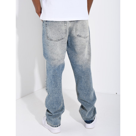 Jeans coupe droite délavé