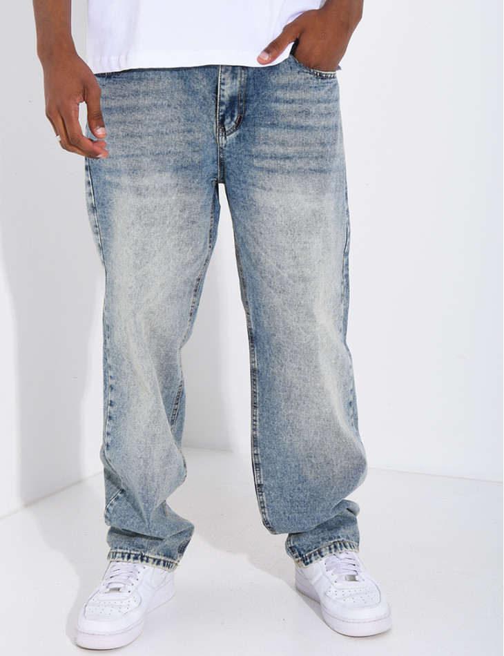 Jeans coupe droite délavé
