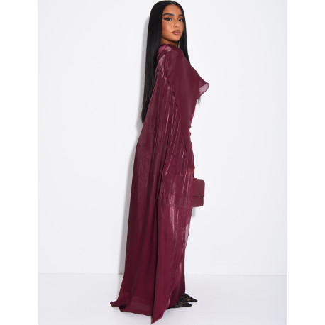 Thick satin dress and iridescent voile cape set