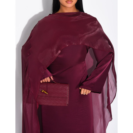 Thick satin dress and iridescent voile cape set