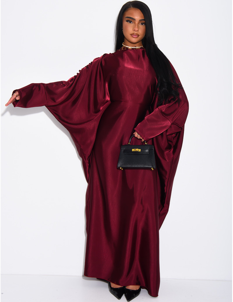 Satin butterfly abaya with...