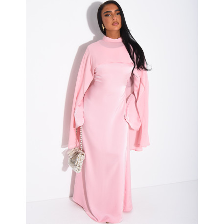Set aus einem Kleid aus Premium-Satin und einem passenden Cape aus Voile