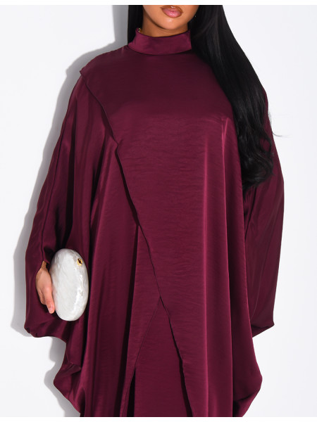 Weite 2-teilige Abaya mit ärmellosem Unterkleid und Tunika mit Stehkragen