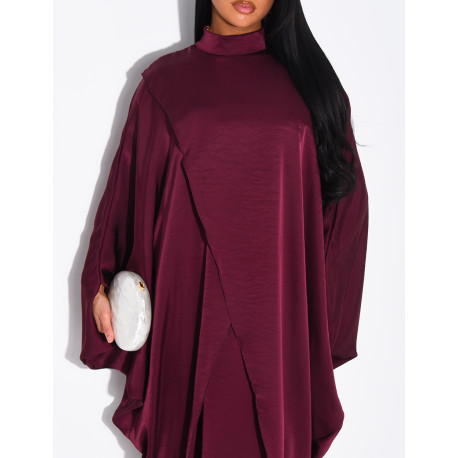 Weite 2-teilige Abaya mit ärmellosem Unterkleid und Tunika mit Stehkragen