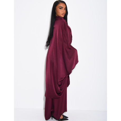 Weite 2-teilige Abaya mit ärmellosem Unterkleid und Tunika mit Stehkragen