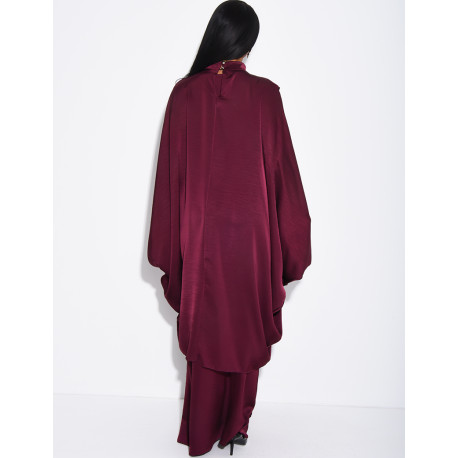 Weite 2-teilige Abaya mit ärmellosem Unterkleid und Tunika mit Stehkragen