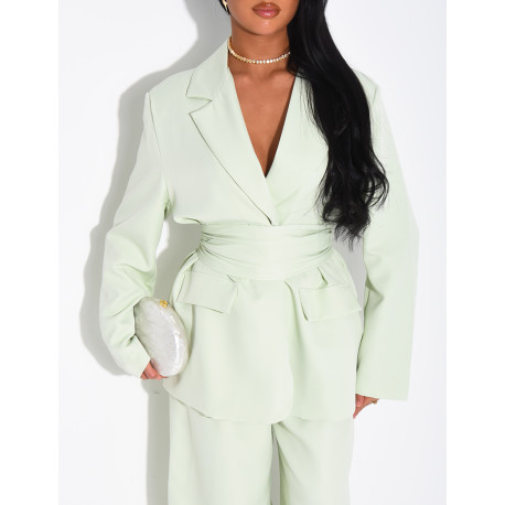 Fitted blazer and straight-leg pants suit