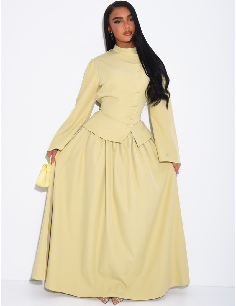 Long, full-skirted set with...