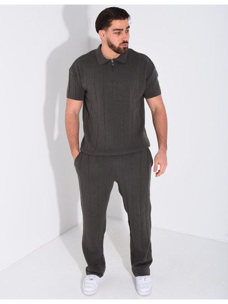 Ensemble pantalon et polo zippé