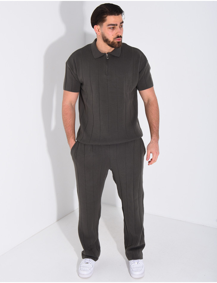 Ensemble pantalon et polo zippé