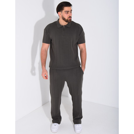 Ensemble pantalon et polo zippé