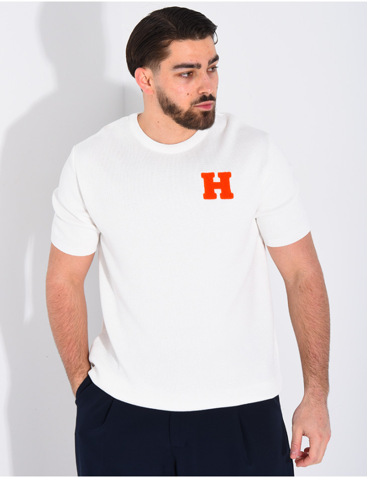 T-shirt nid d'abeille lettre H