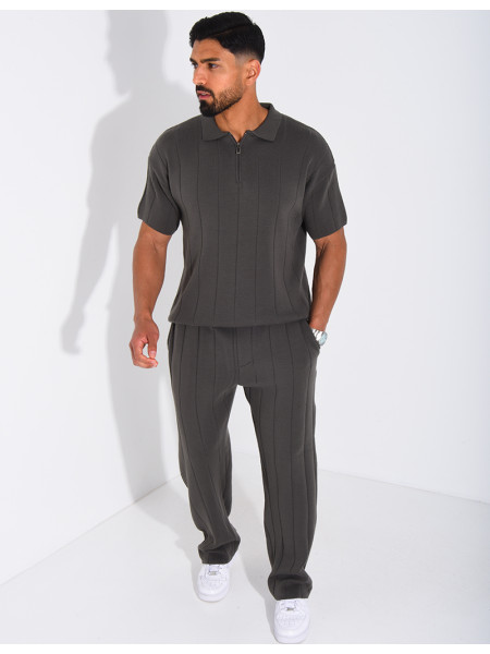 Ensemble pantalon et polo zippé
