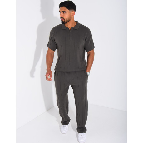 Ensemble pantalon et polo zippé