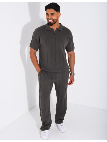 Ensemble pantalon et polo zippé